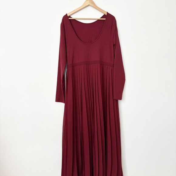 J. Crew Factory Burgundy Pleated Midi Dress - Picture 5 of 6